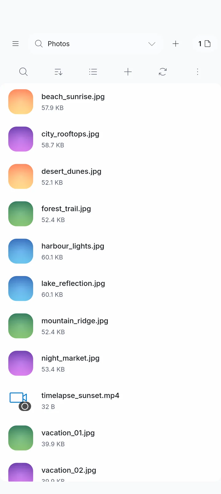CB File Hub file list on Android