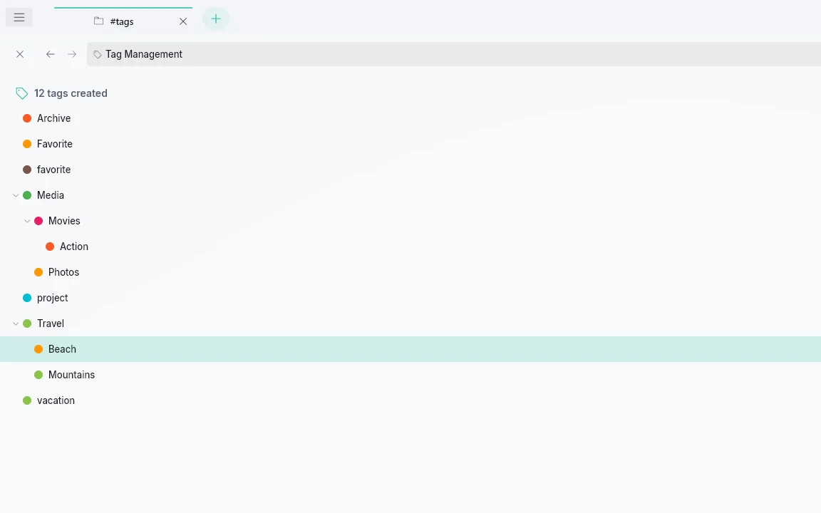Tag tree with nested tags